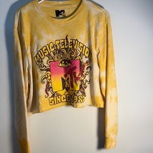 MTV Yellow and Pink Tie-Dye Crop Top